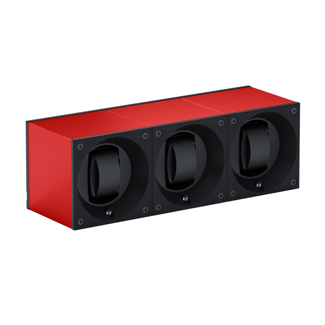 SwissKubik Masterbox Aluminium Rot - 3 Uhren