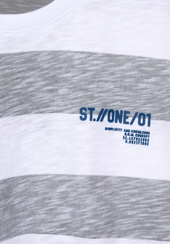 T-Shirt mit Streifen Muster - White