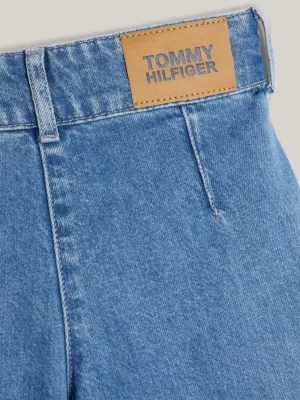 Calça jeans plissada de perna larga