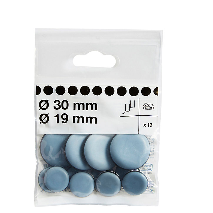 Patin auto-adhésifs Diall 30/19 mm x 12, blanc + gris/bleu