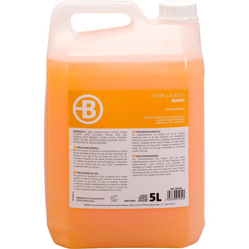Crème lavante Bruneau abricot - Bidon de 5 L