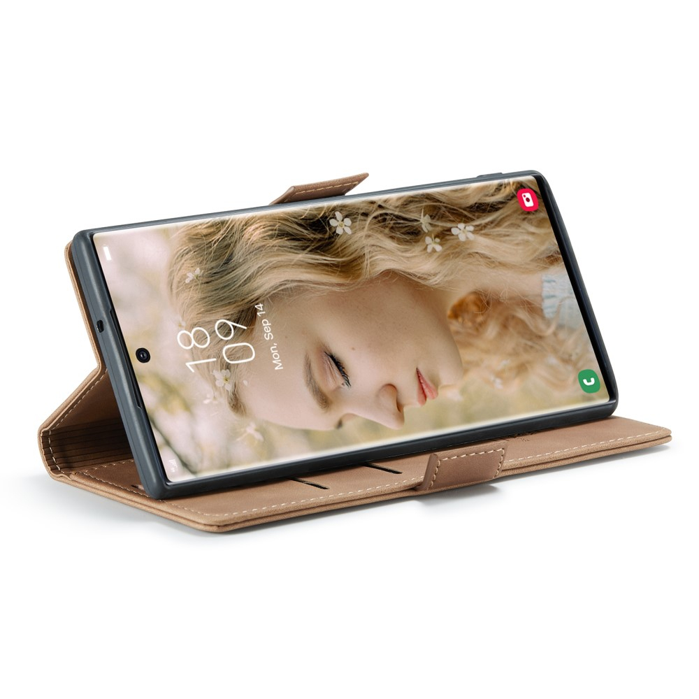 Samsung Galaxy S23 Ultra 5G Leder Tasche Flip Wallet Etui mit Kartenfächern - Hellbraun
