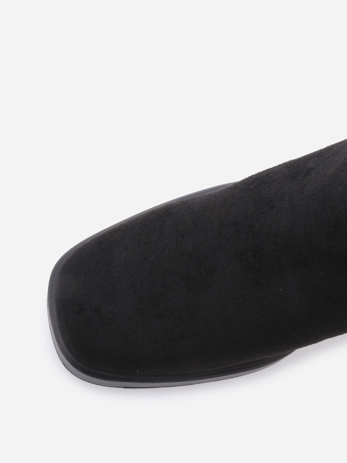 Bottines en suédine à bout et talon carrés- Noir
