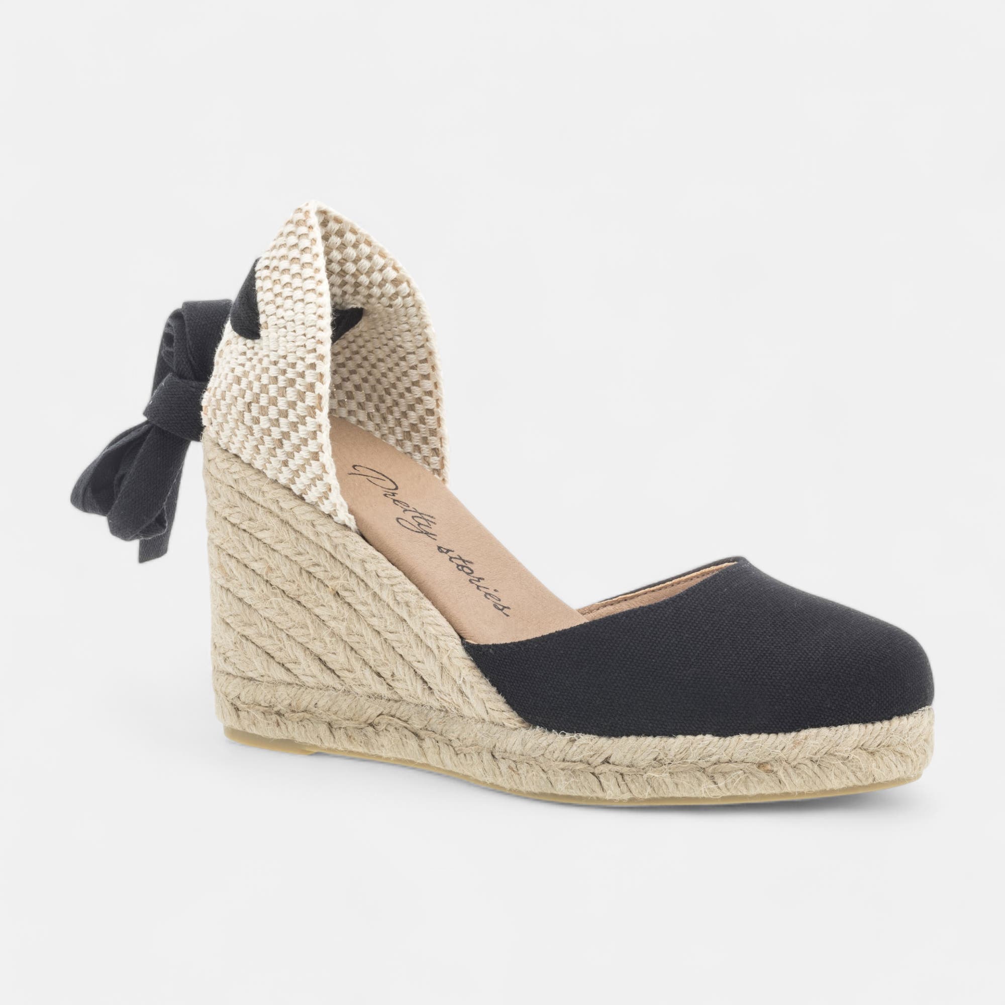 Espadrilles à talon compensé Femme noir