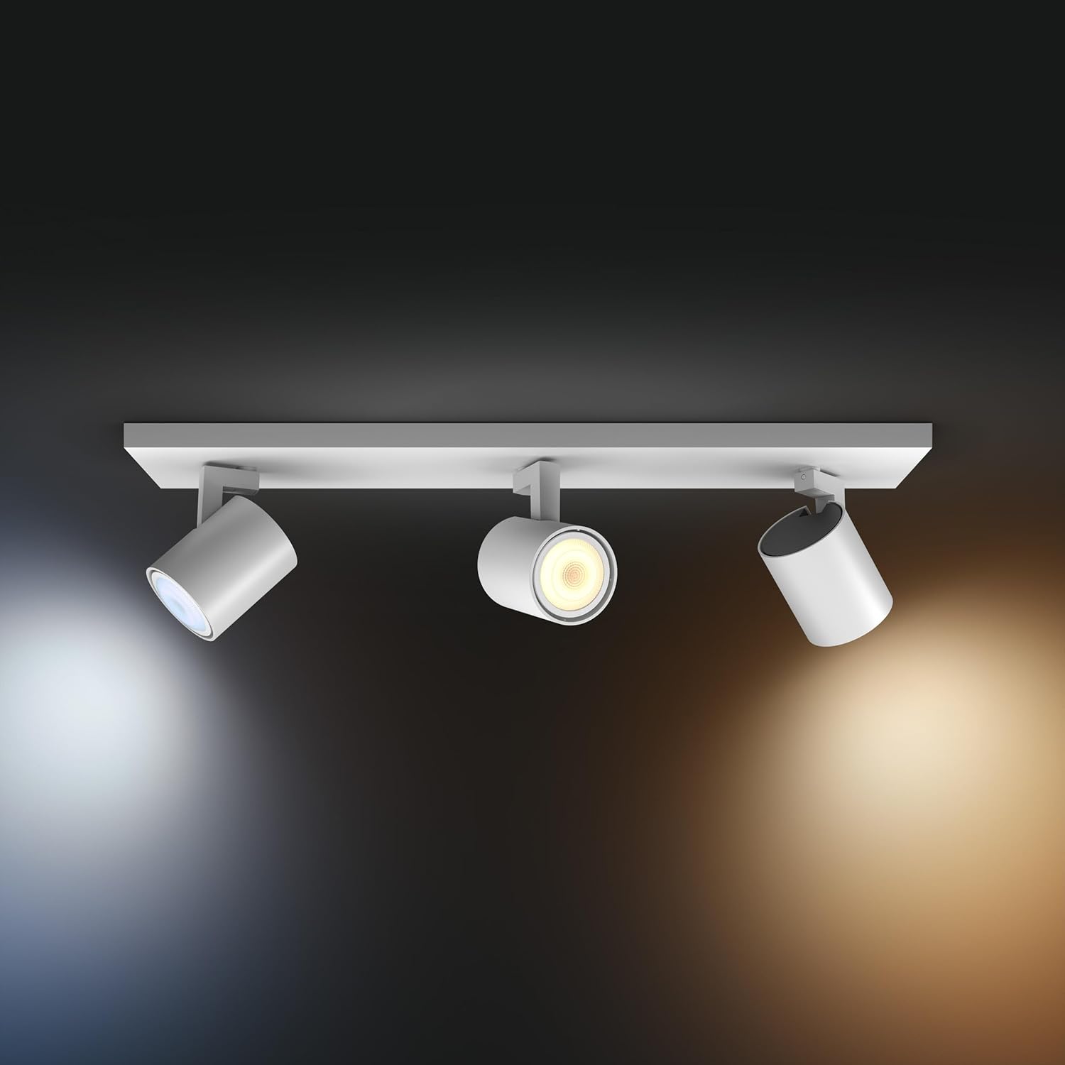 Philips Hue White Ambiance Runner 3er Spot weiß, inkl. 3 GU10 LED Lampen, dimmbar, warm- bis kühlweißes Licht, steuerbar via App, kompatibel mit Amazon Alexa (Echo, Echo Dot)