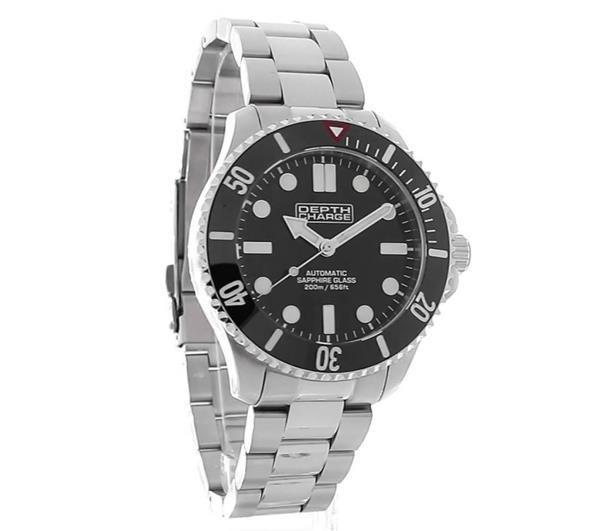 Depth Charge Stainless Steel Black Dial Dive Watch