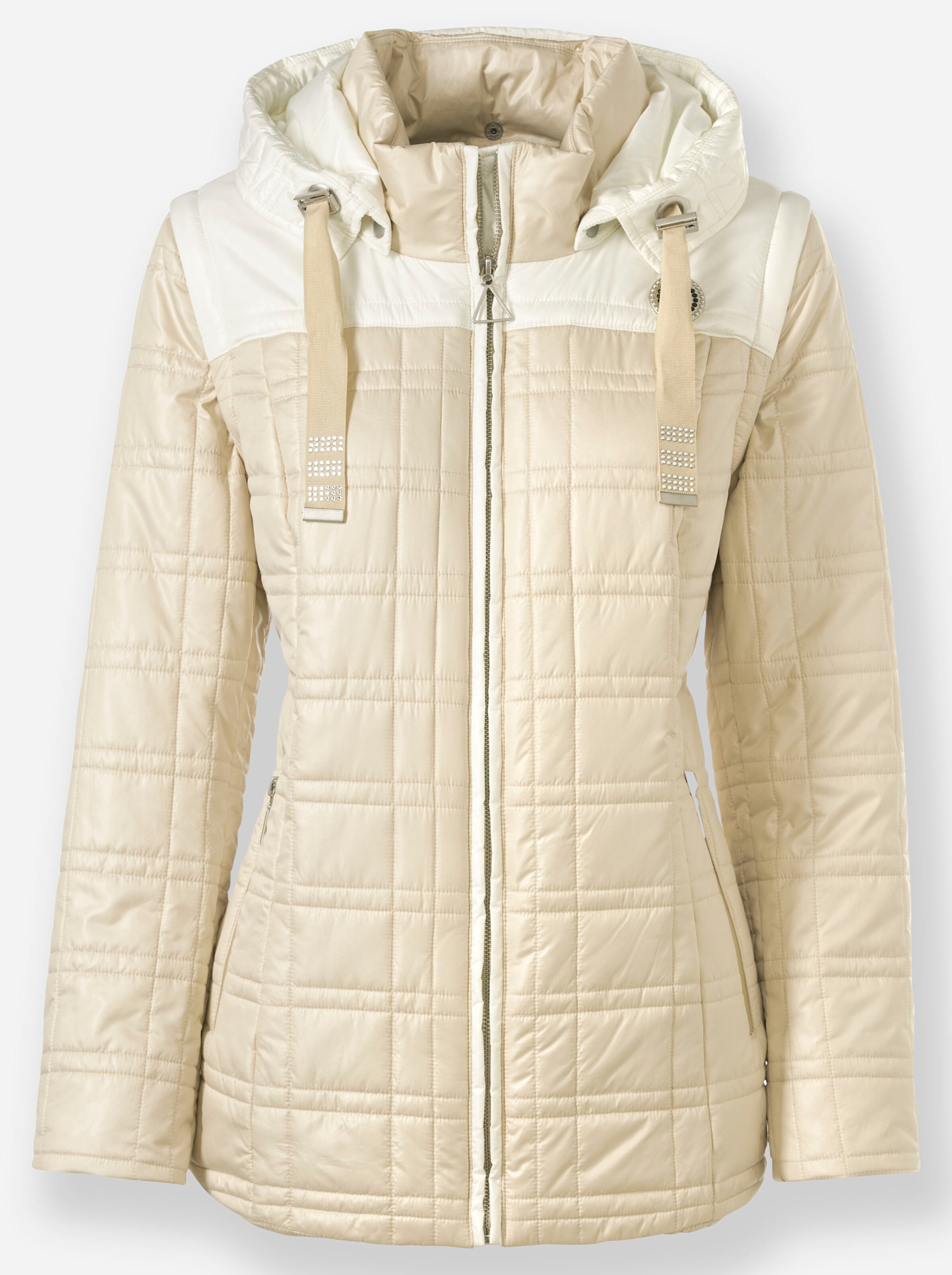 Steppjacke in sand-ecru-gemustert