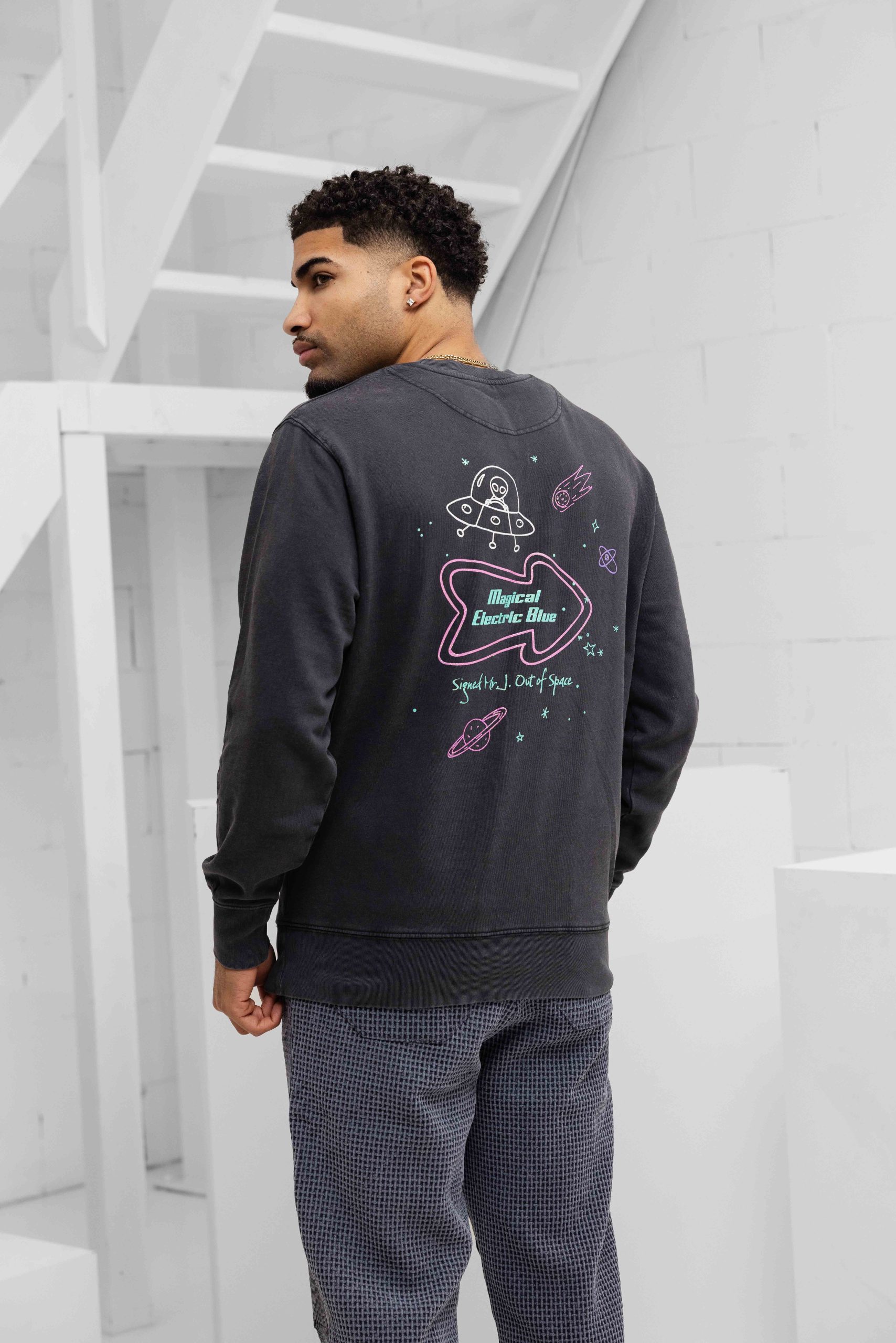 Enfance Grey Glitter Sweater Heren Donkergrijs