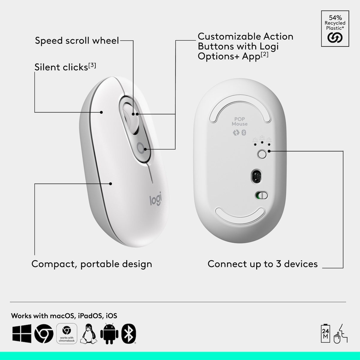 Logitech POP datamus (off-white)