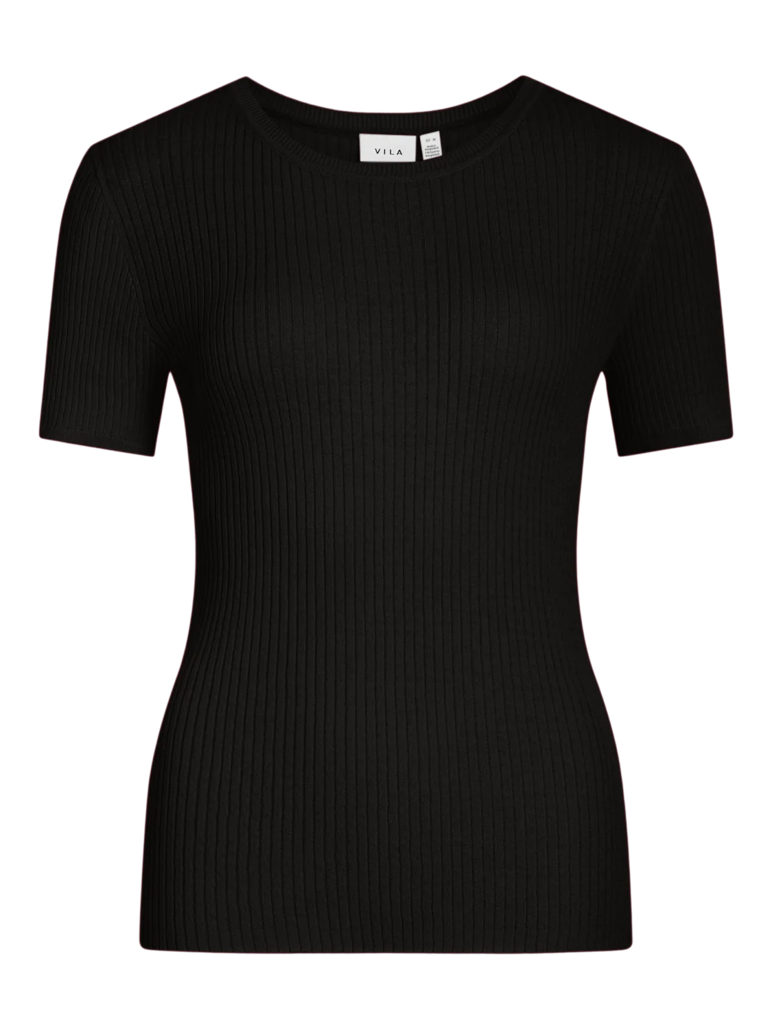 Vila  Viisla ribstrikket t-shirt - sort