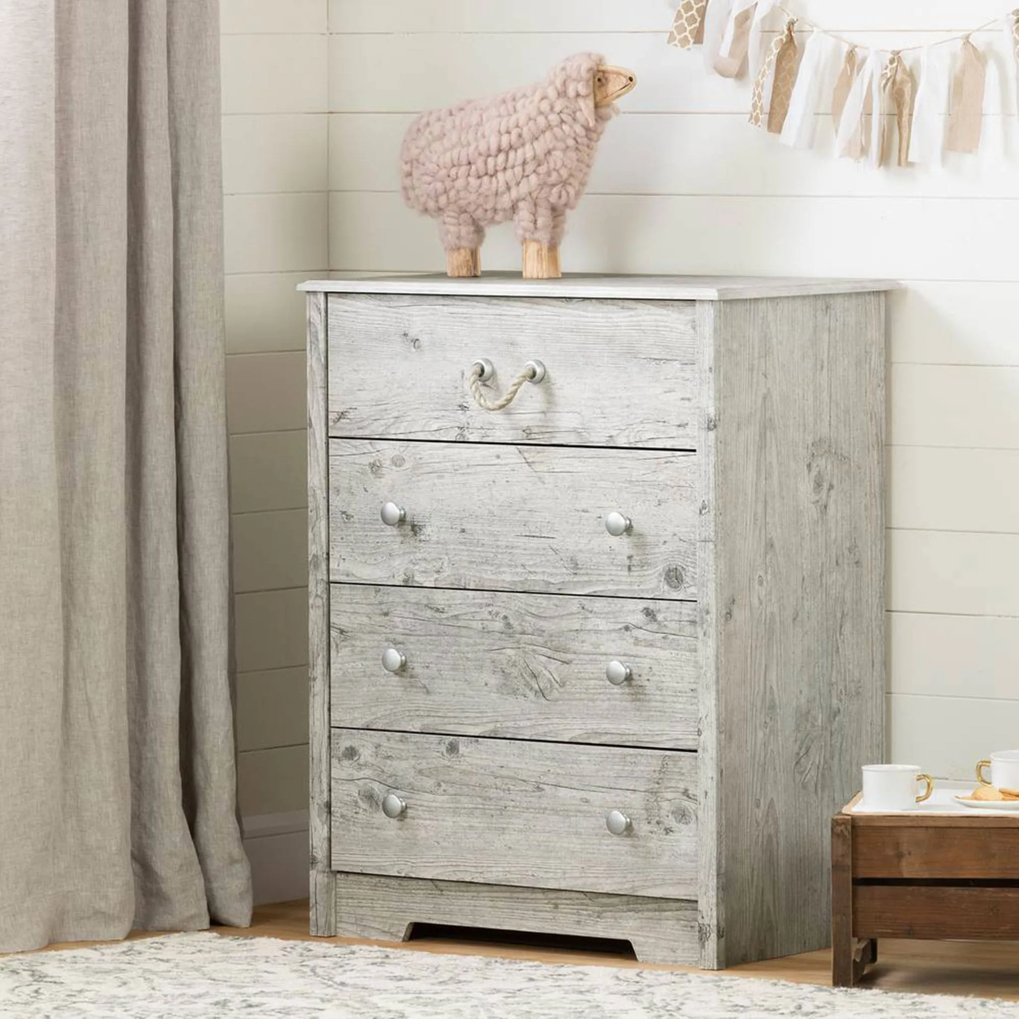 South Shore Commode 4 Tiroirs Navali - Pin Bord de Mer