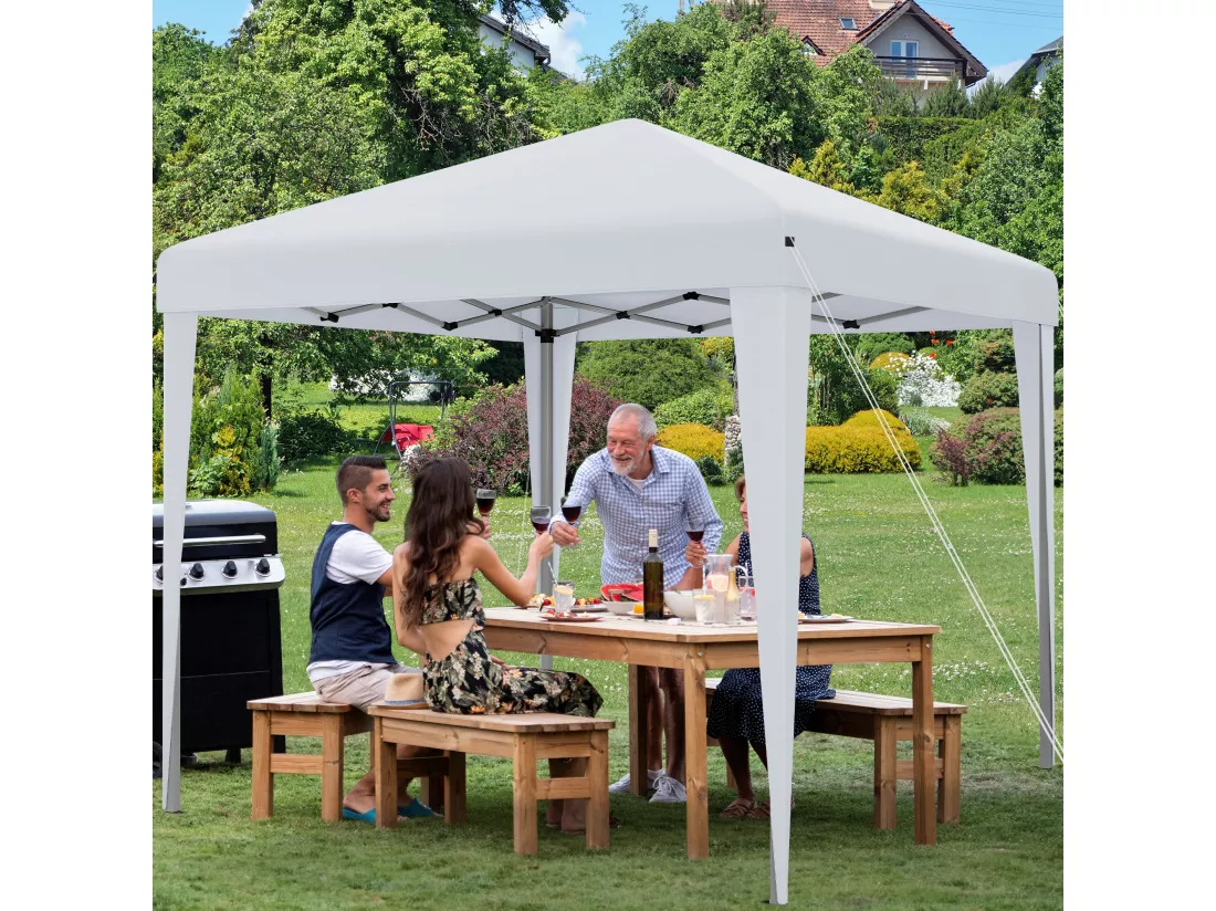 YITAHOME Tonnelle de Jardin - 3x3m - Pliable - Imperméable - Extérieur - Anti-UV - Blanc - pour Camping/Fête/Plage/Terrasse/Marchés