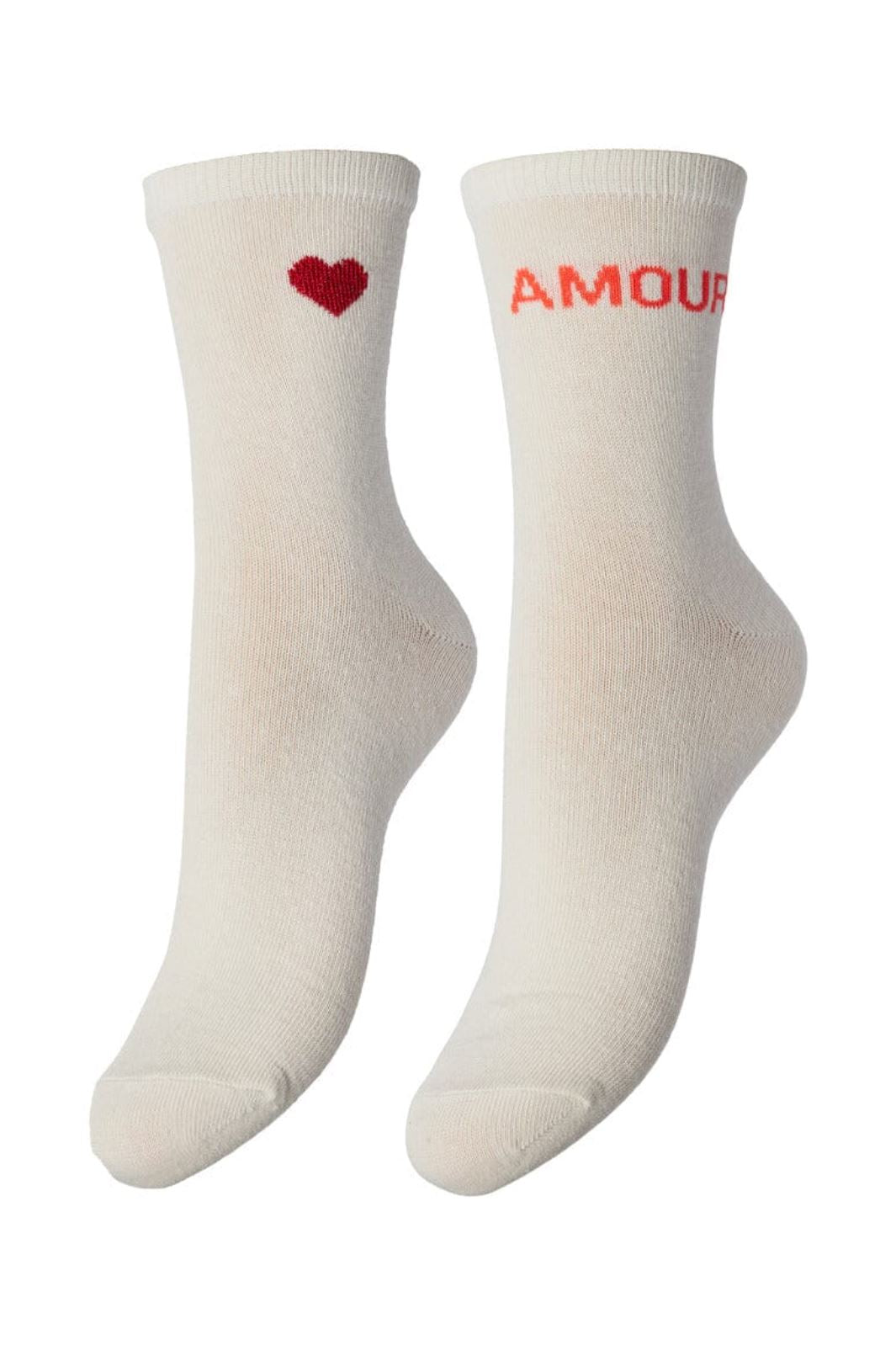 Pieces Pcmerry Ankle Socks 2-Pack Pa 4439976 cloud dancer 2 pack text amour heart red