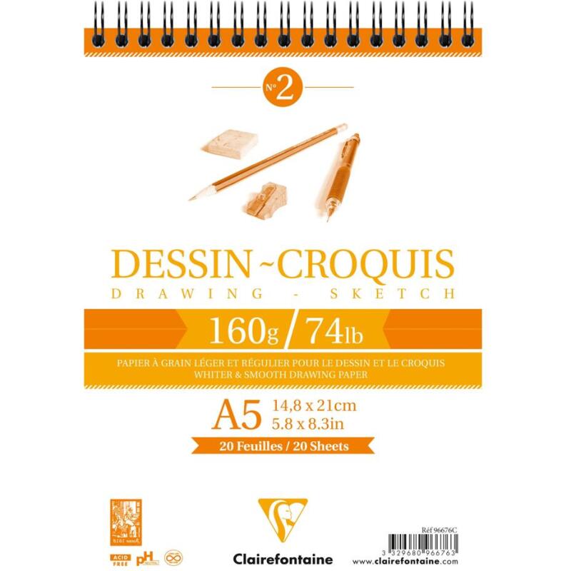 Dessin Croquis bloc spiralé 35F A5 160g