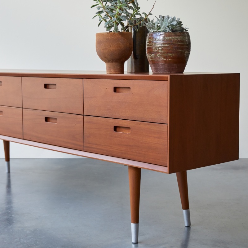 Commode basse en acajou massif Magda 50's