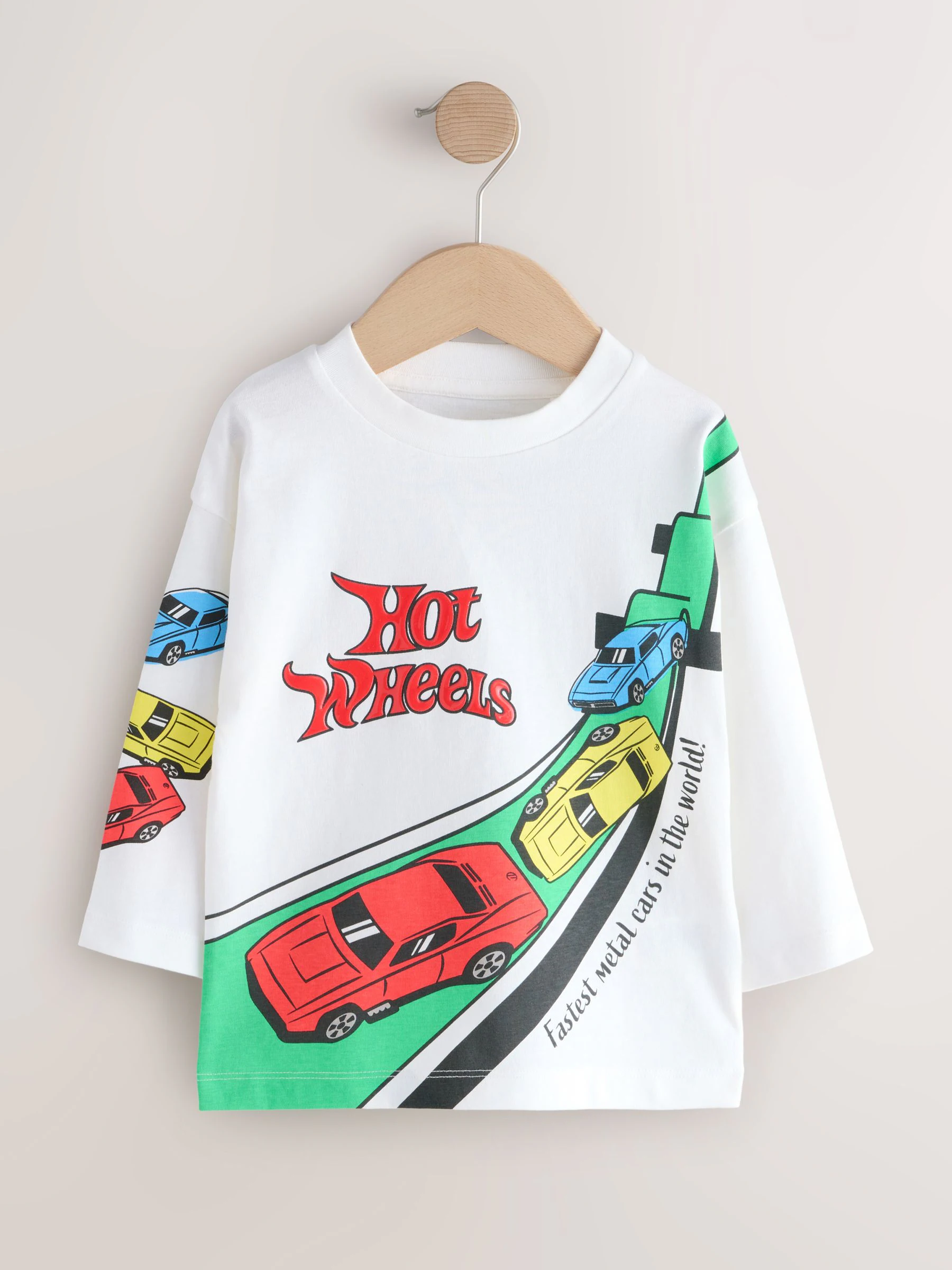 Wit - Hot Wheels T-shirt met lange mouwen (9mnd -8jr)