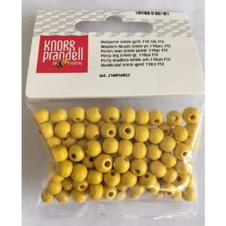 Knorr Prandell Holzperlen 6 mm gelb, 118er Packung