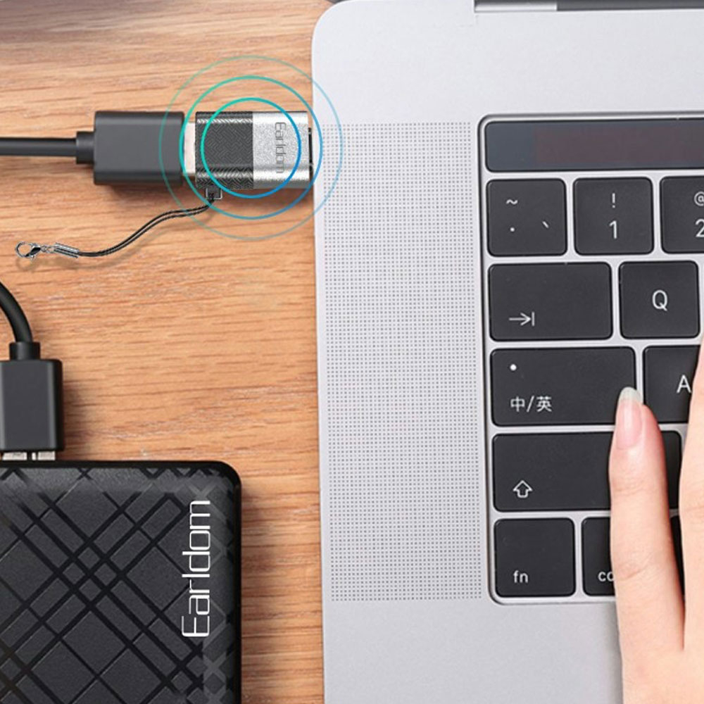 OTG Lightning auf USB A Adapter Konverter mit Handschlaufe / Halterung (480Mbit/s) - Silber / Schwarz