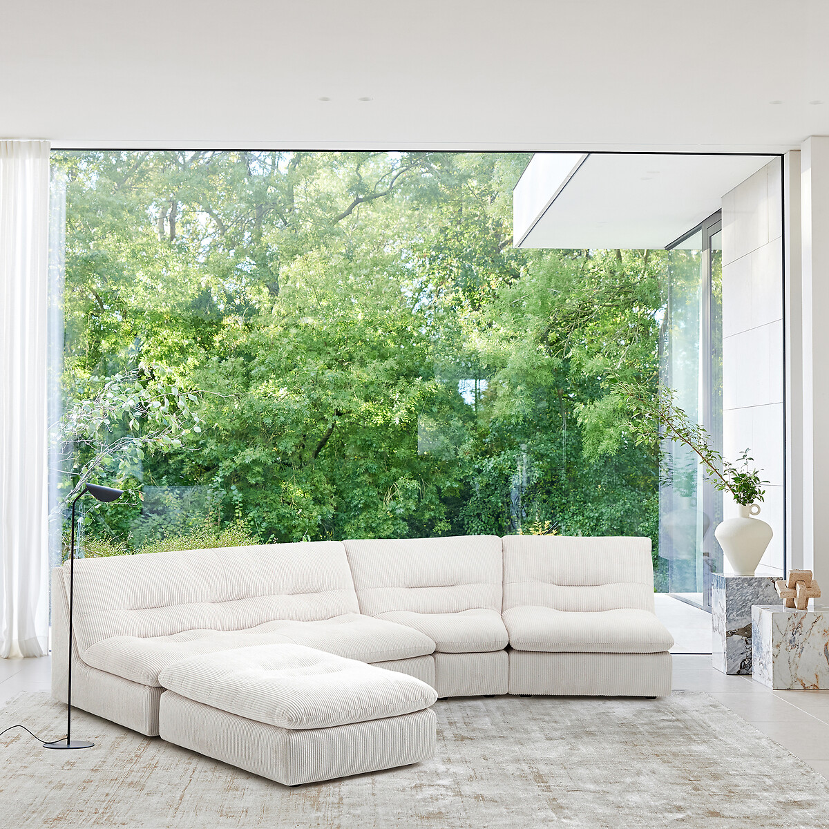 AM.PM<br>Canto modular em poliéster canelado, Giuliano