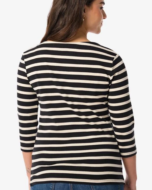 t-shirt femme rayure col bateau noir/blanc