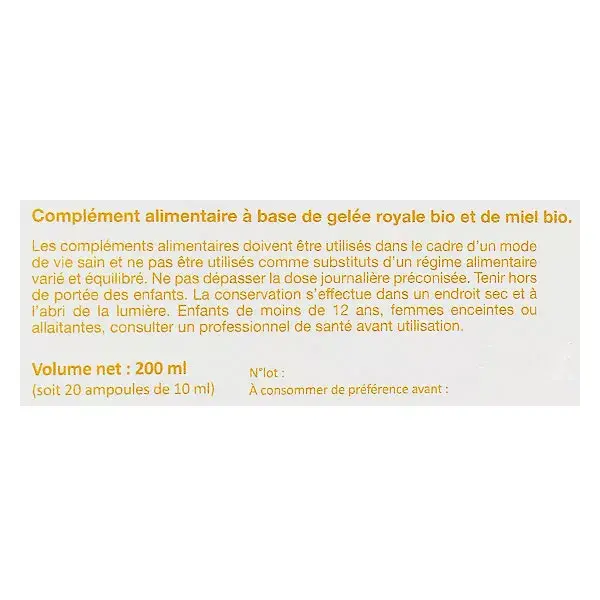 Ampolas de Geleia Real Orgânica Nat & Form, 20 unidades