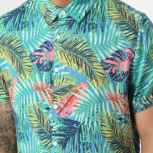 Chemise Manches Courtes Vert Floral