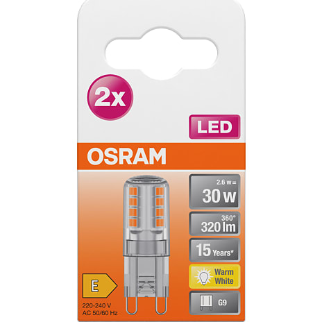 Osram 2 pak LED pin 30W - varmt hvidt lys