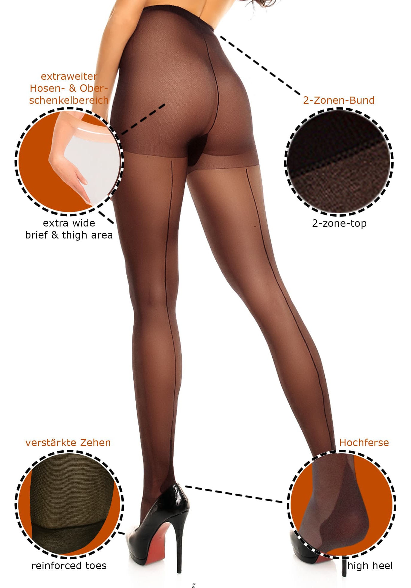 GLAMORY Feinstrumpfhose »Amore« 20 Nahtstrumpfhose Plus Size