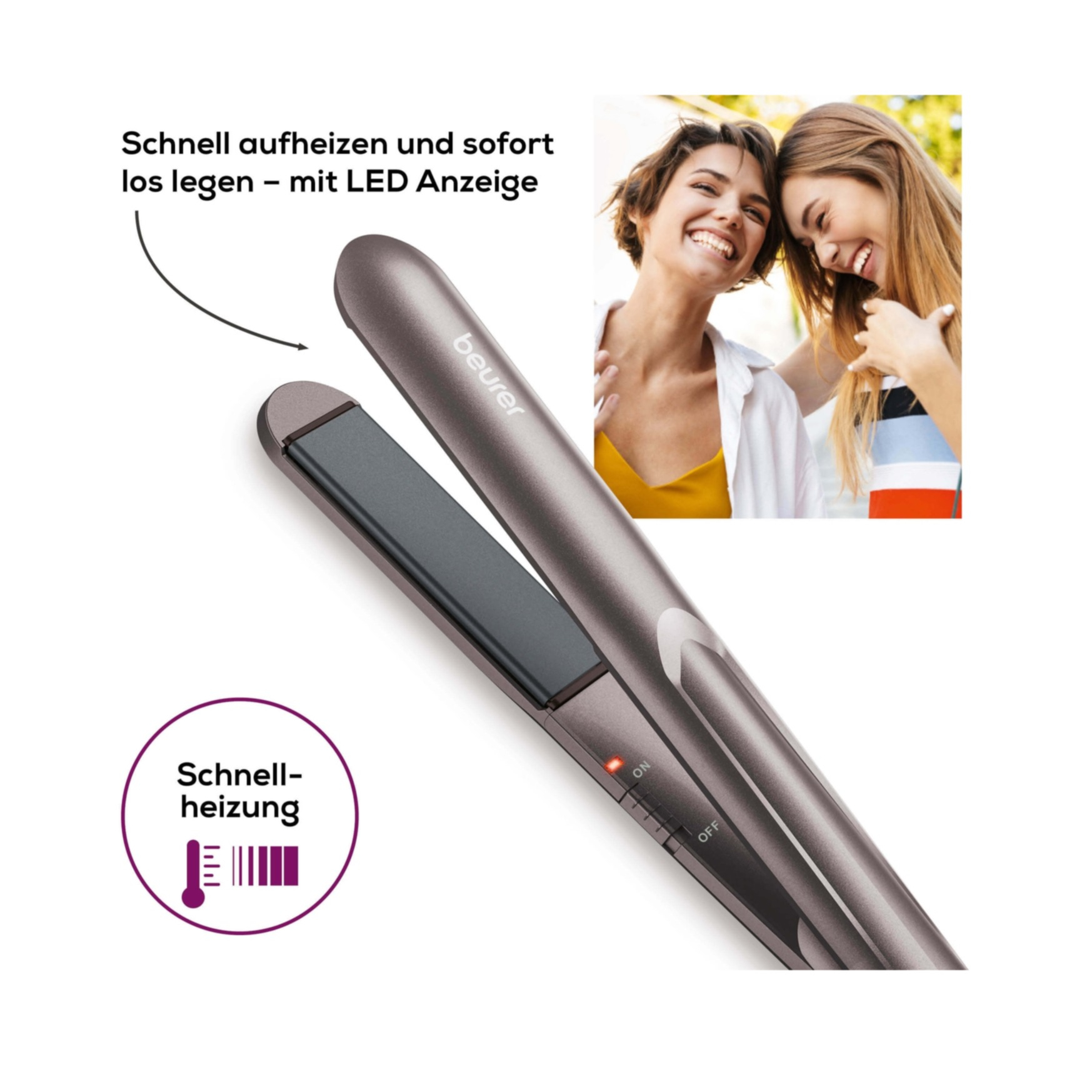 HS 15 Haarglätter Basic Line Keramik Haar Glätteisen mit Aufhängeöse (10074) - Grau