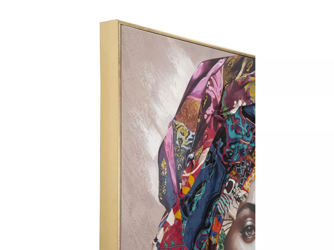 Peinture femme multicolore sur toile avec cadre 92x4,5x122 cm