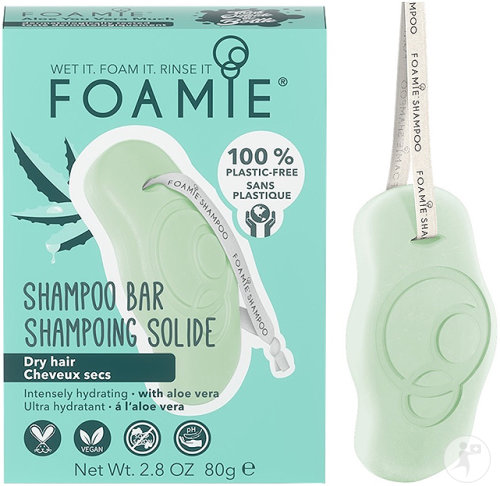 Foamie Aloe You Vera Much Shampoing Solide Végan À L'Aloe Vera Cheveux Secs 80g