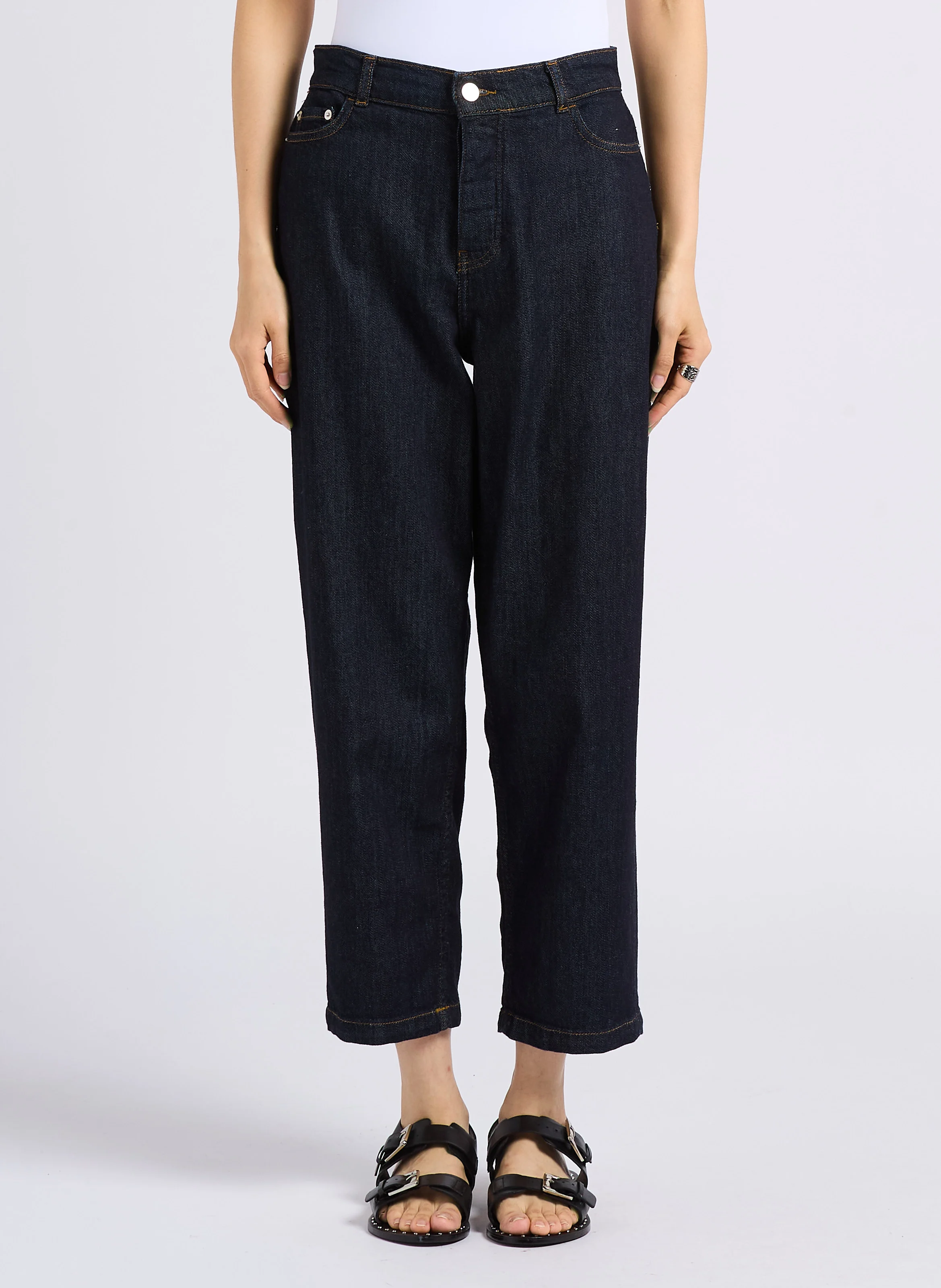 Jean droit en coton| Bleu