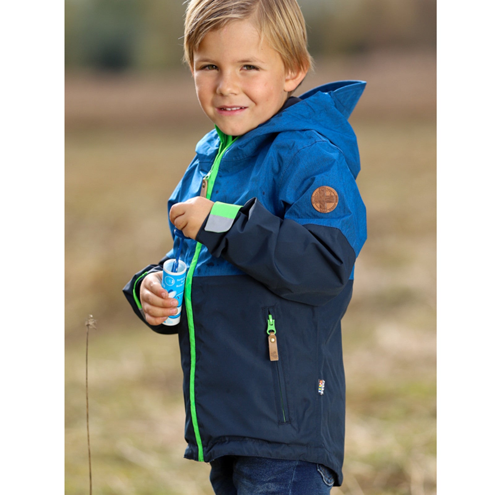 Kinder Puck Regenjacke peacock denim