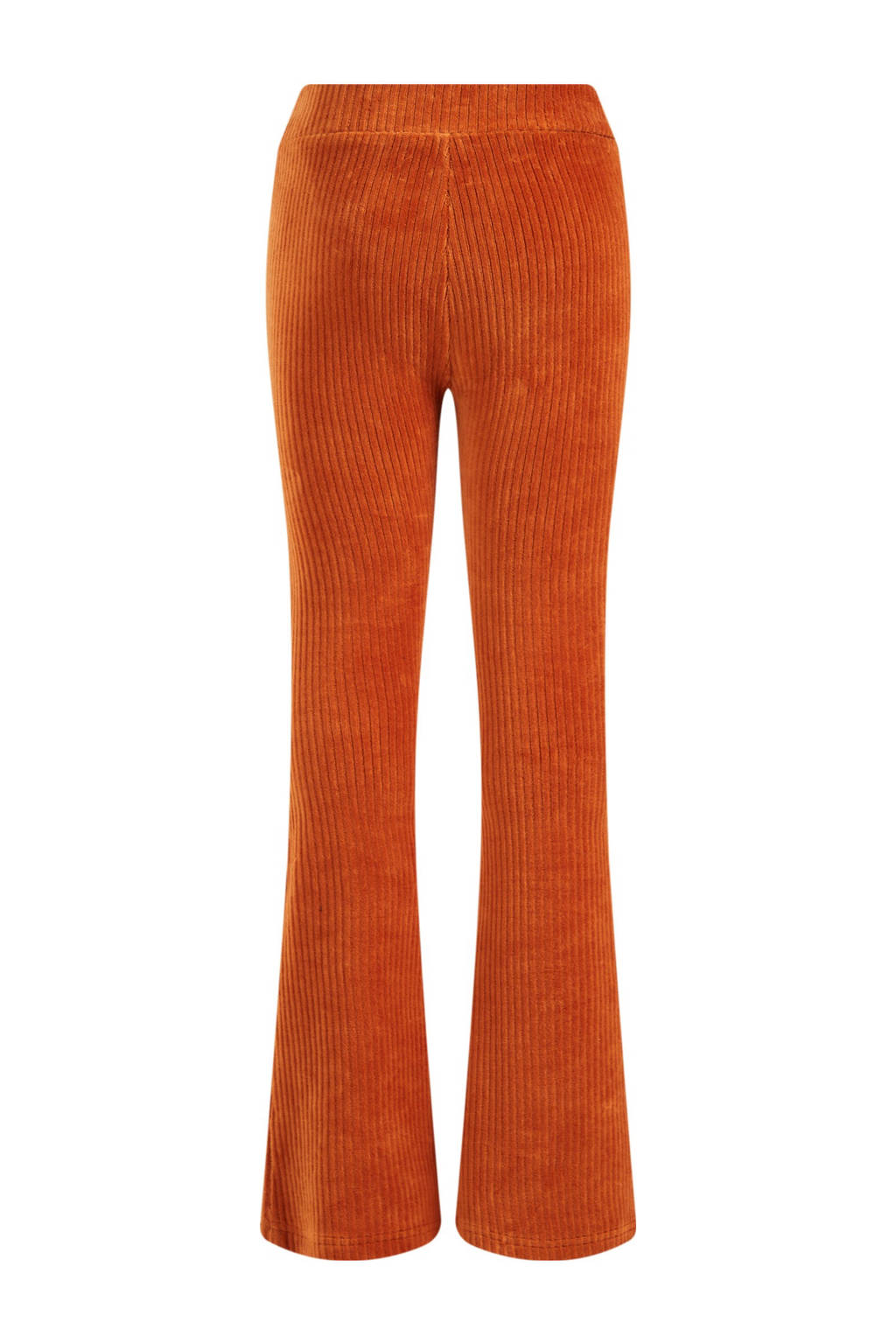 WE Fashion velours flared broek oranje