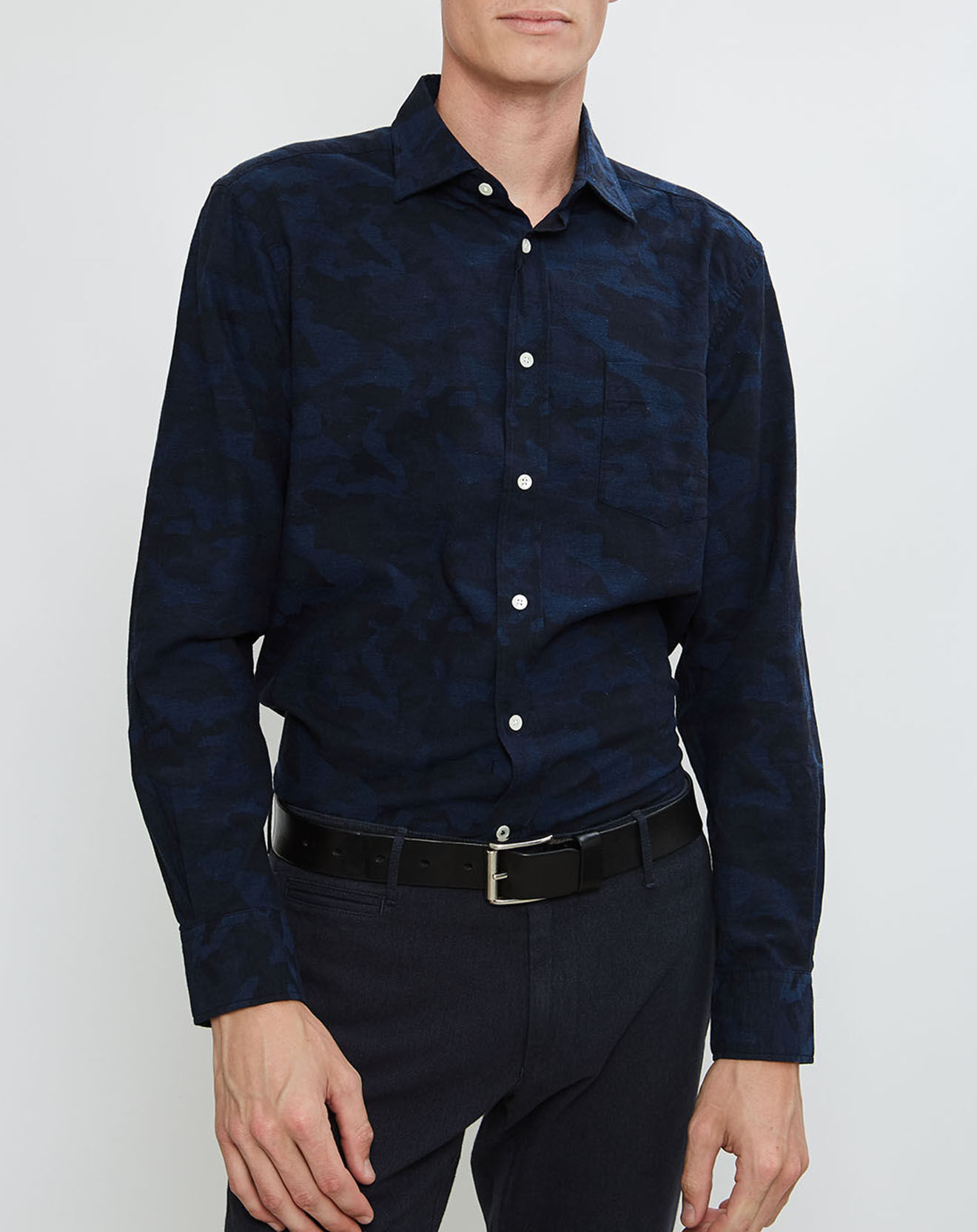 Hartford Chemise Régular Paul à imprimé militaire bleue