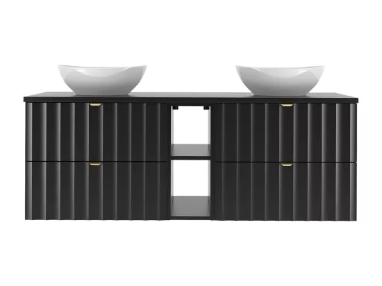 Meuble double vasque 140cm 2 niches Lexa Noir