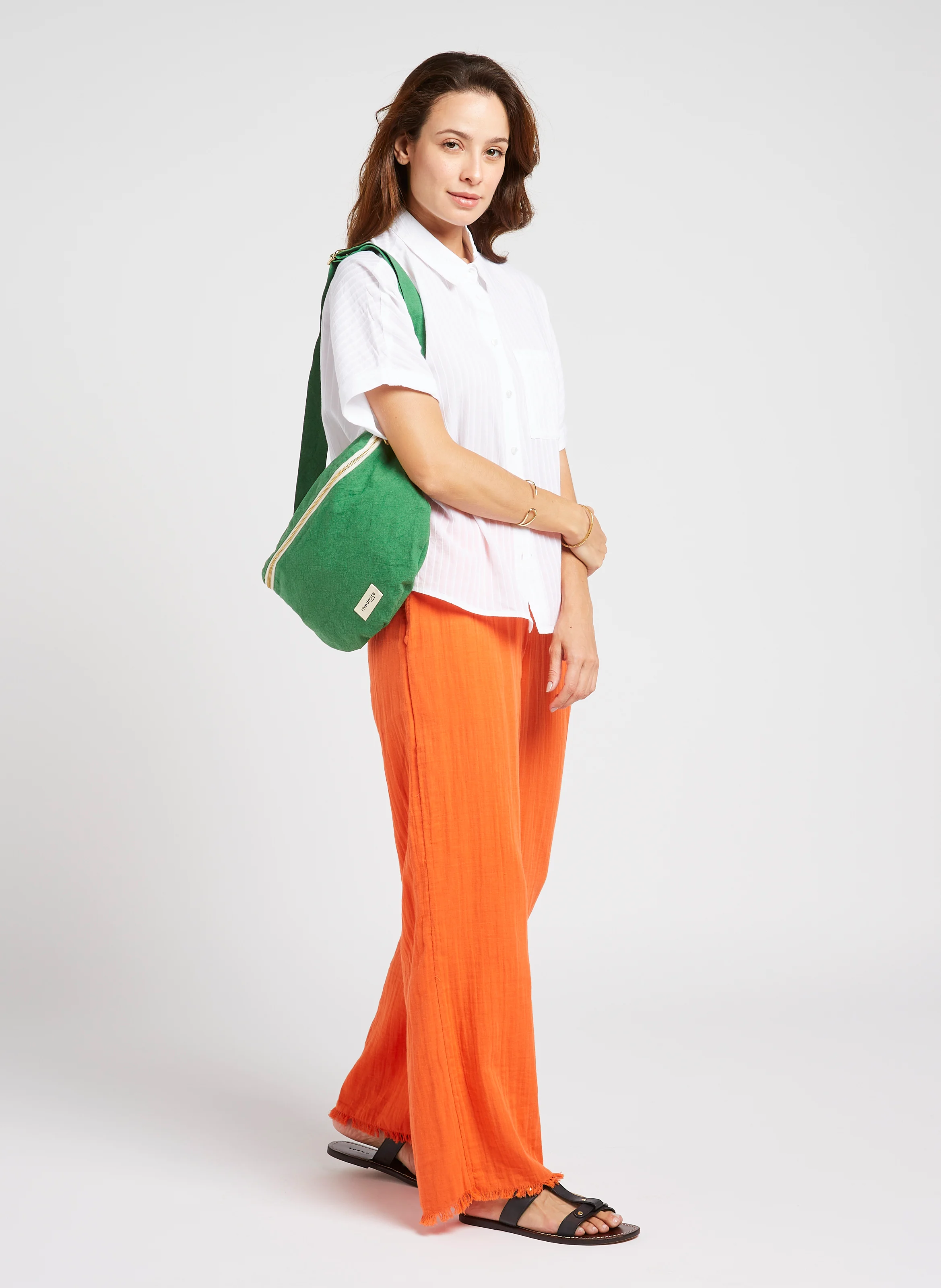 CUSTINE XL - Sac banane en coton recyclé imprimé | Vert