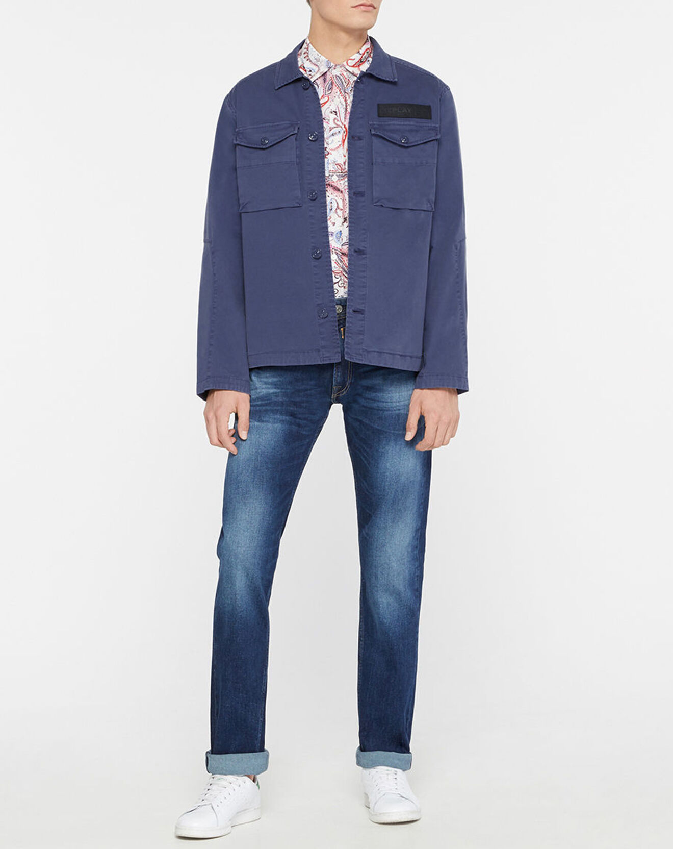 Replay Blouson saharienne patch bleu marine