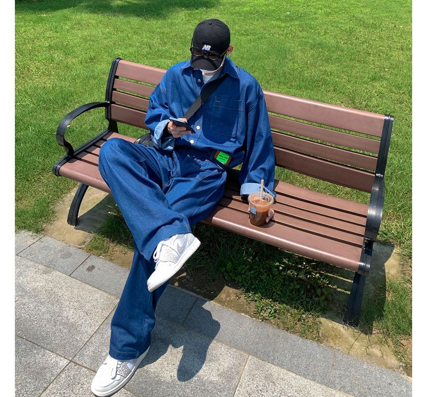 Drawouf - Denim jumpsuit met lange mouwen