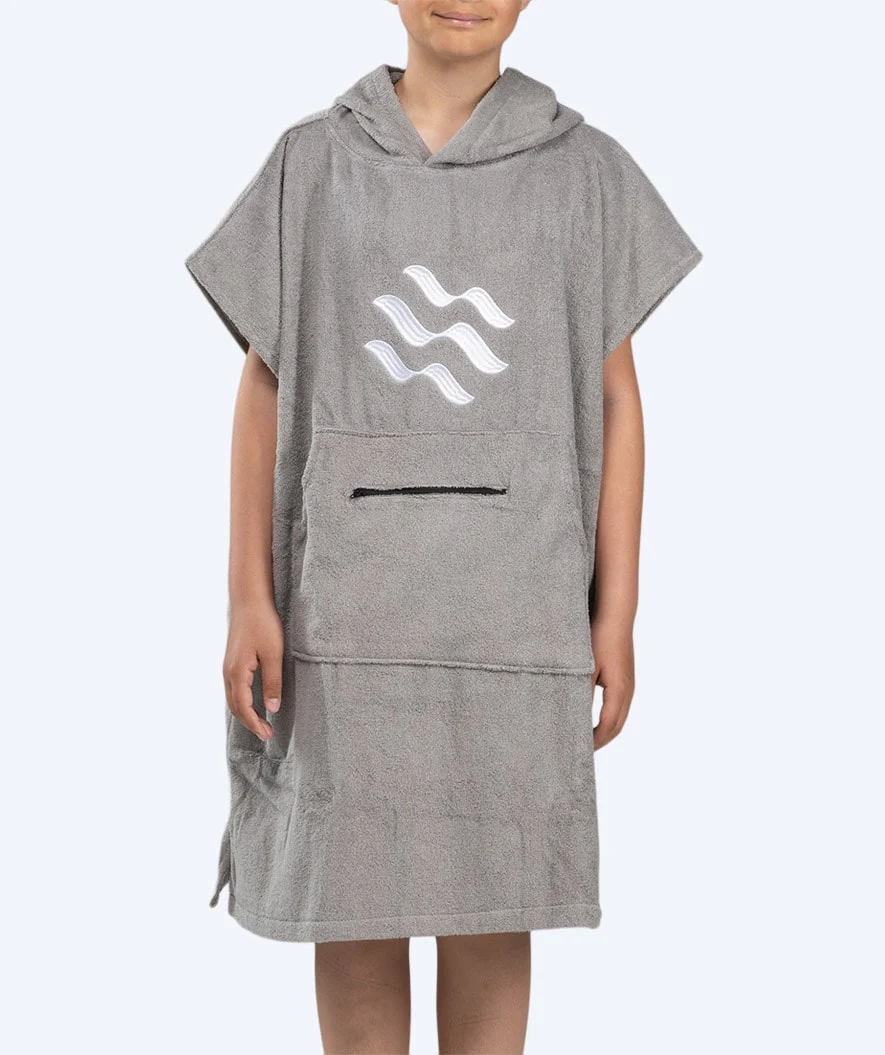 Watery badeponcho til junior - Bomuld - Grå