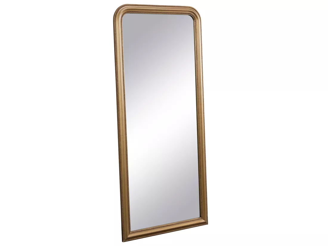 Grand miroir style vintage en bois de paulownia - L. 80 x H. 180 cm - Doré effet laiton- HELOISE