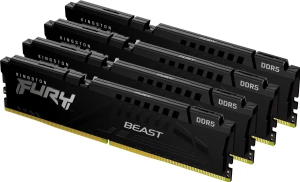 Kingston FURY Beast - DDR5 - sæt - 128 GB: 4 x 32 GB - DIMM 288-PIN - 5200 MT/s / PC5-41600 - CL40 - 1.25 V - ikke bufferet - on-die ECC - sort