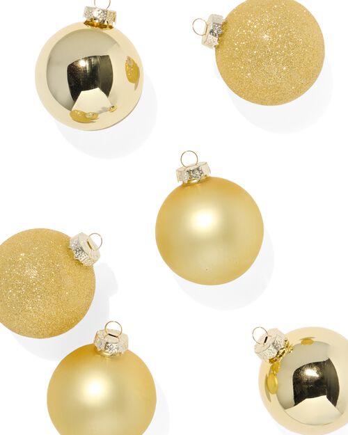 6 boules de Noël en verre doré Ø7 cm