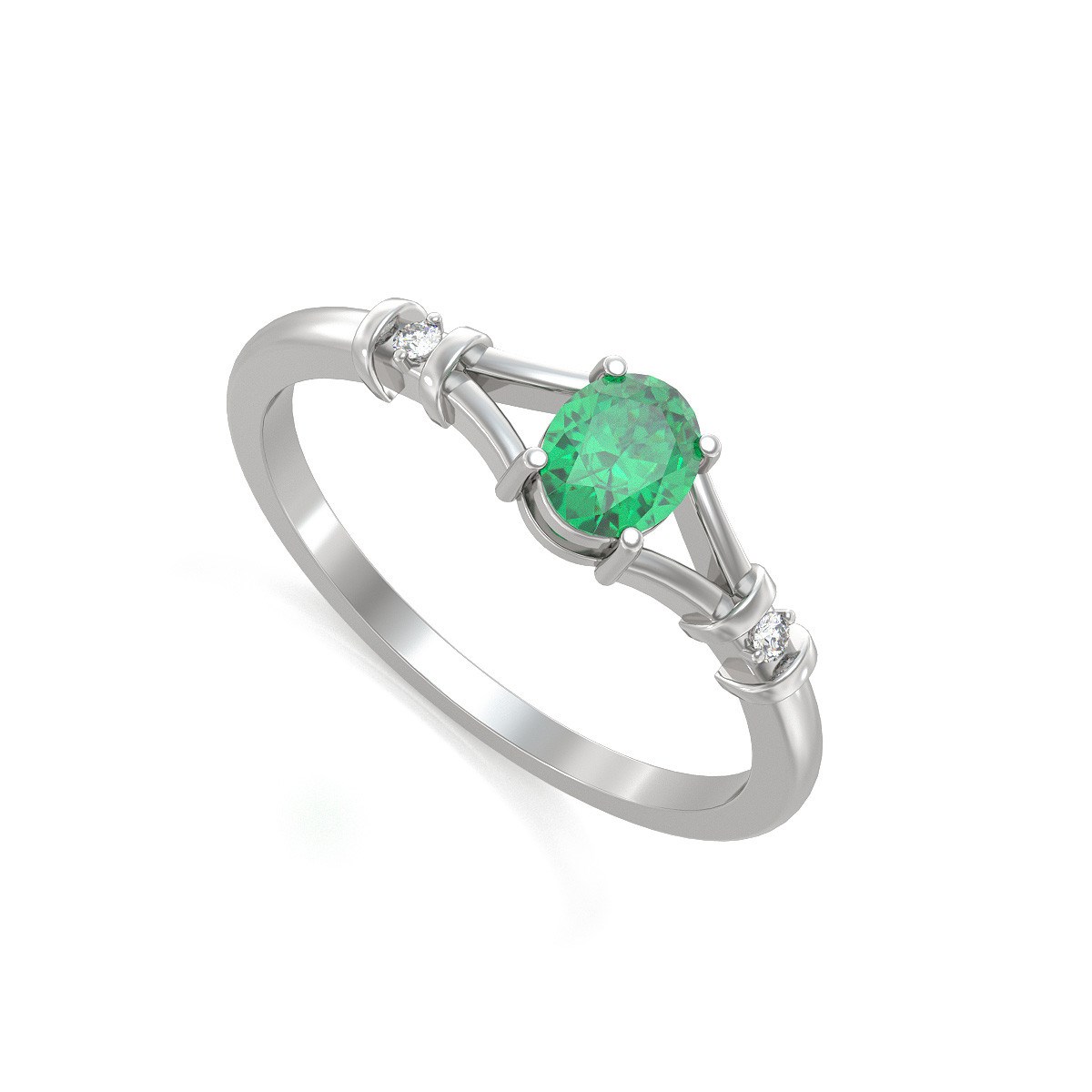 Bague Emeraude et diamants sur Argent 925 2.094grs