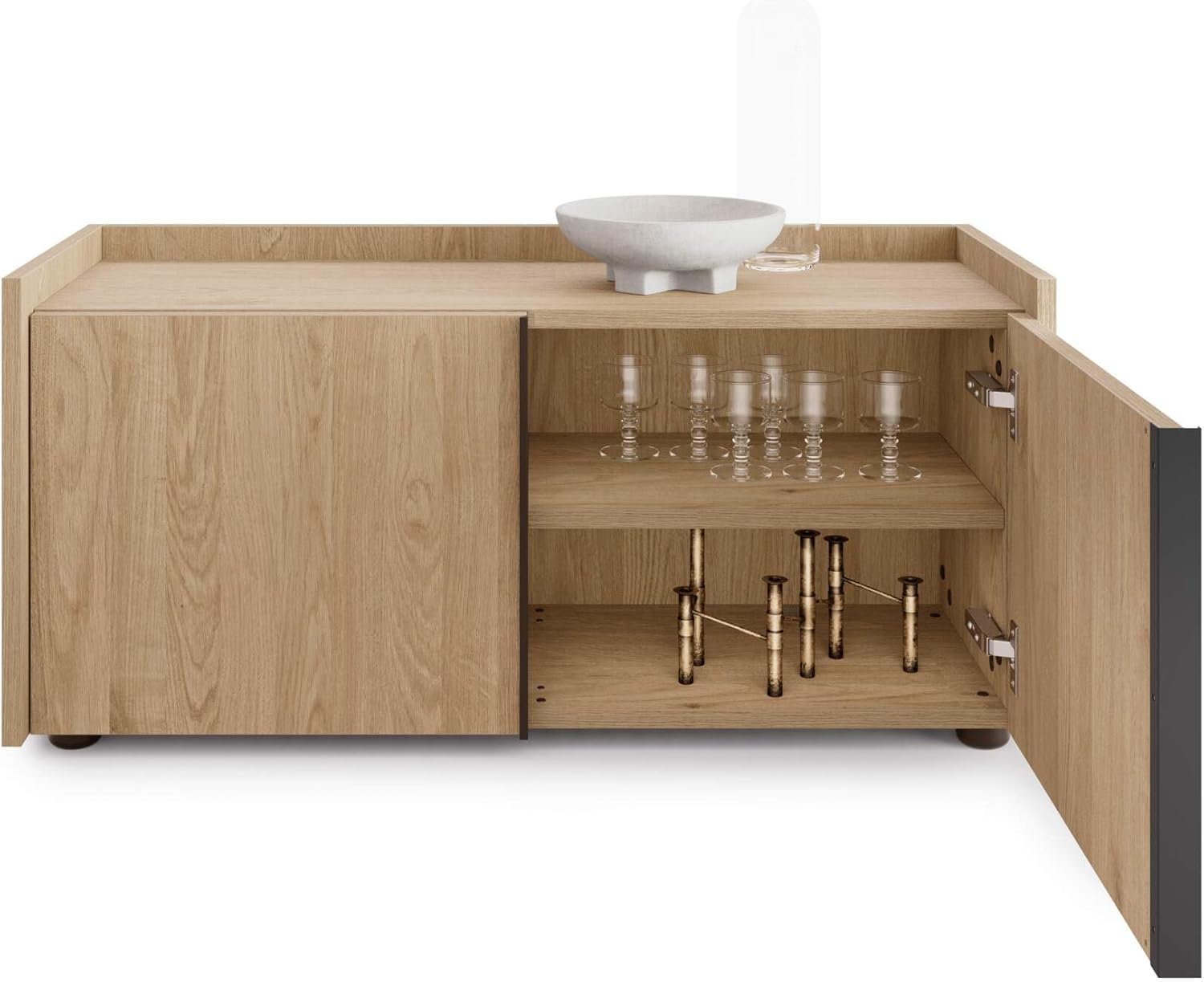 MOBILI FIVER, Lowboard Romina (93,6x36x44 cm), 2 Türen, Wildeiche, Made In Italy