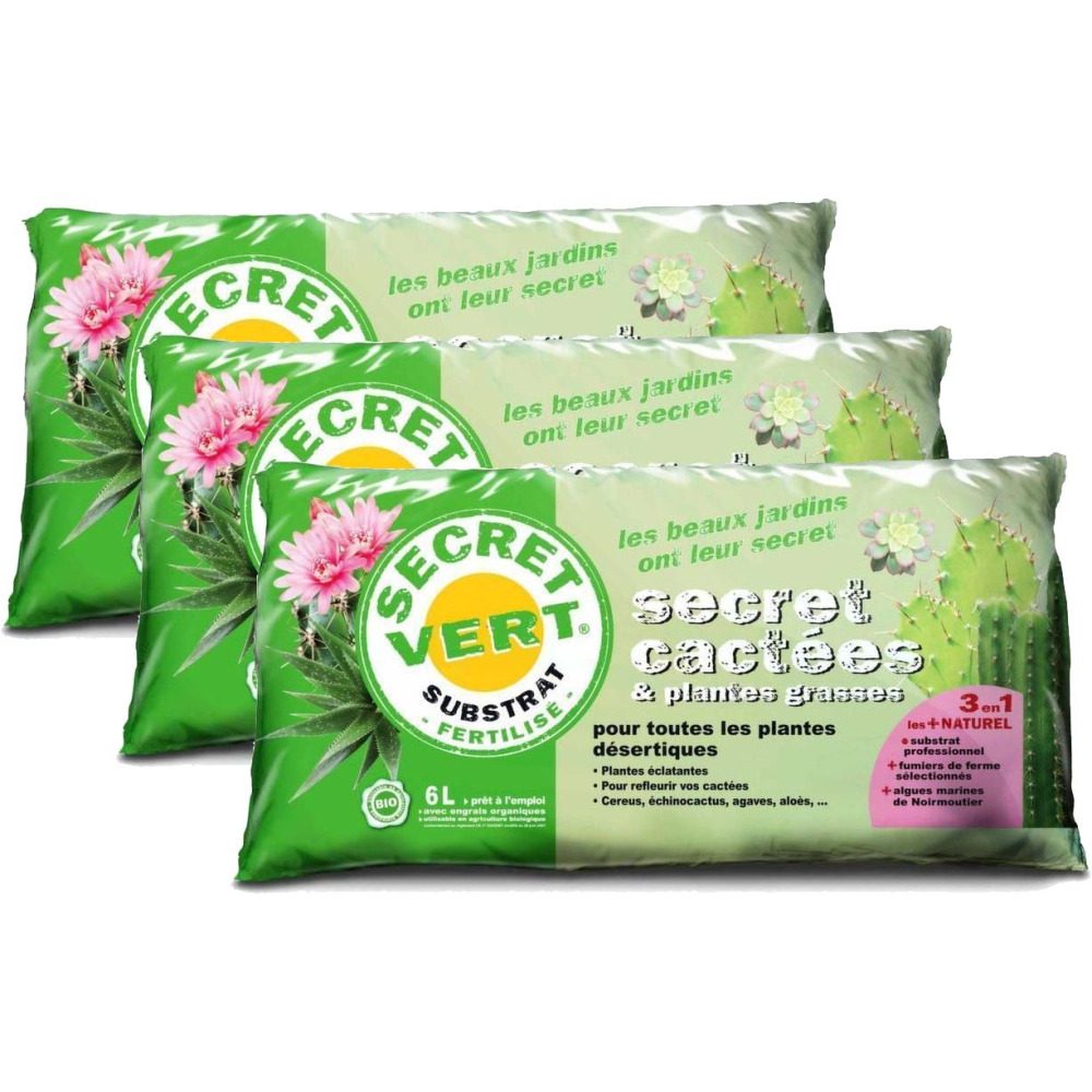 Terreau pour cactées et plantes grasses 3kg (lot de 3)