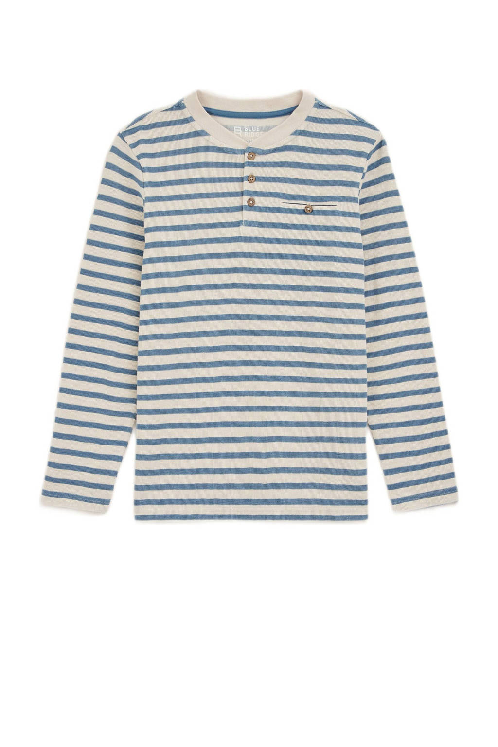 WE Fashion gestreepte longsleeve blauw/wit