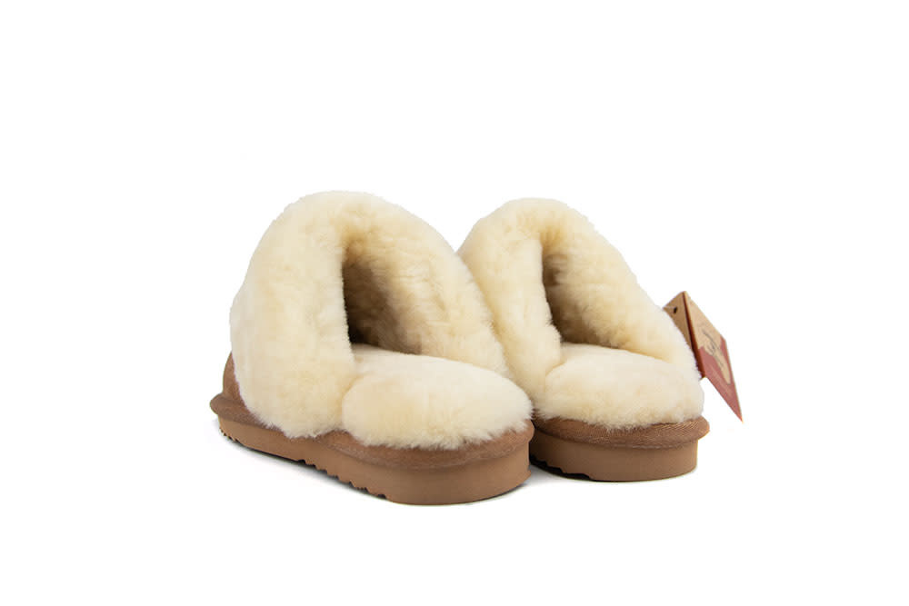 Warmbat Pantoffels Flurry Kids Cognac Suede