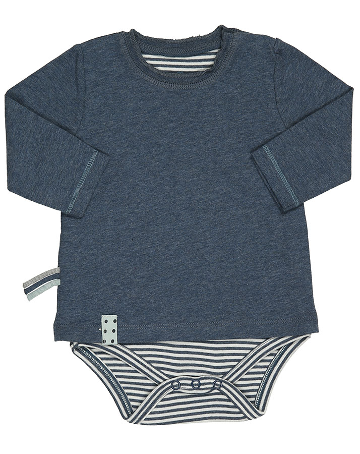 Langarm-Bodyshirt ELYA UNI in indigo melange