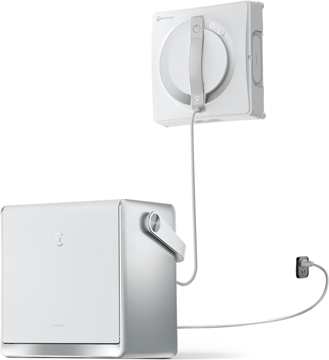 ECOVACS WINBOT W2 PRO Omni Fensterputzroboter mit 6-in-1 Multifunktionsstation, Aufladen im Betrieb, 3-Düsen-Sprühkopf, 12-Stufen-Schutz, Win-SLAM 4.0 Pfadplanung, Weiß